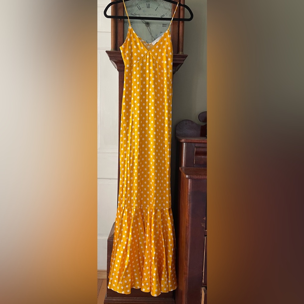Caroline Constas Yellow Polka Dot Maxi Dress